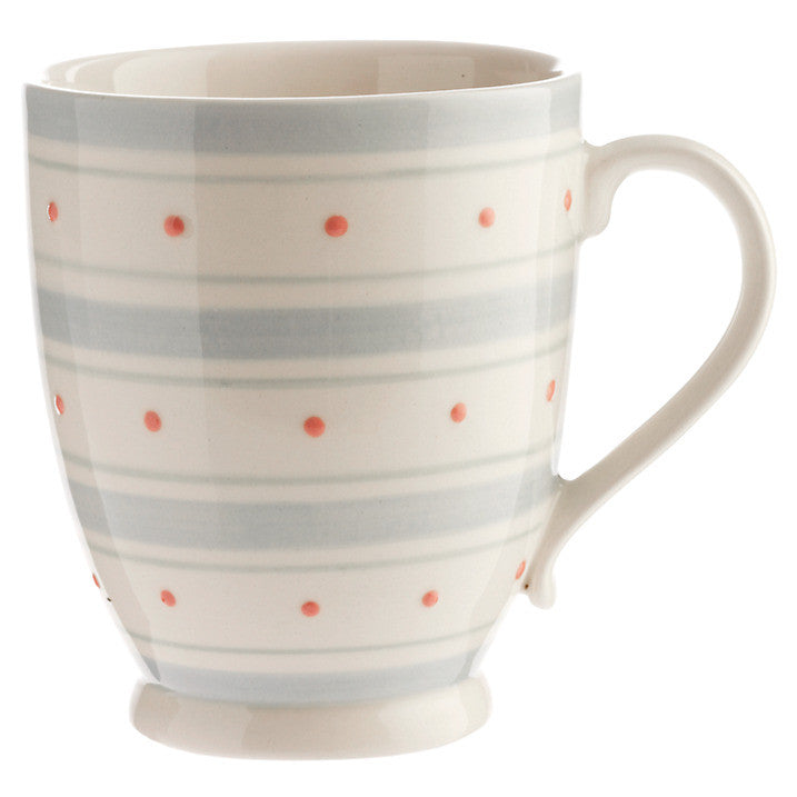 John Lewis Polly's Pantry Footed Mug, Spot & Stripe