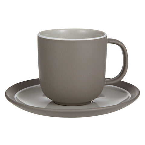 John Lewis Puritan Cup & Saucer, 0.24L, Mocha