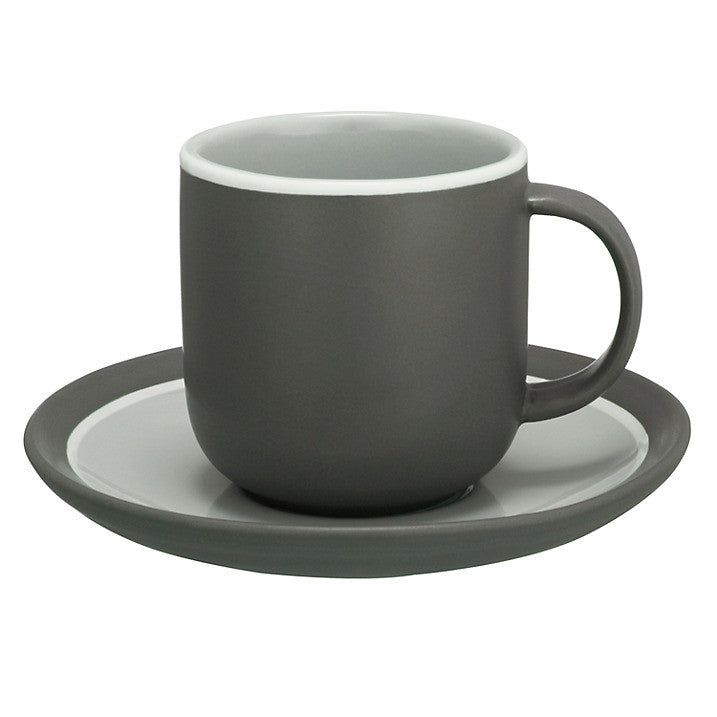 John Lewis Puritan Curved Espresso Cup & Saucer, Grey